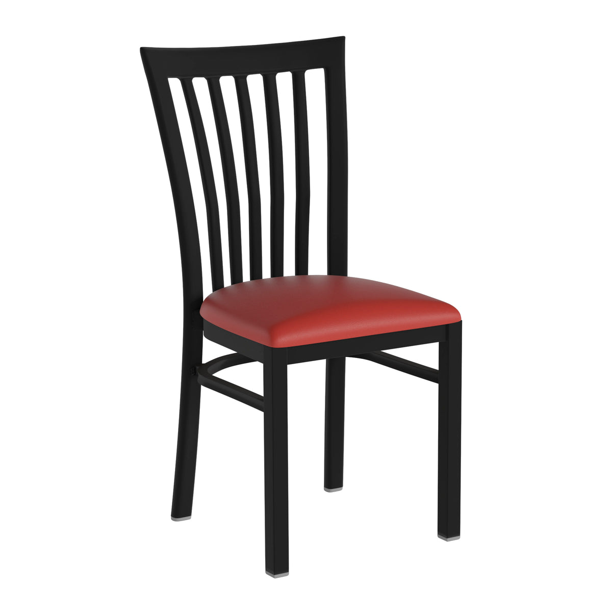 Red Vinyl Seat/Black Metal Frame |#| Black School House Back Metal Restaurant Chair - Red Vinyl Seat