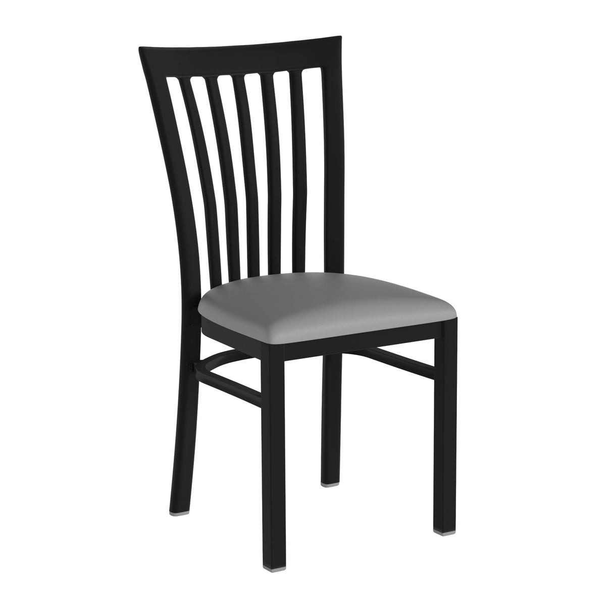 Gray Vinyl Seat/Black Metal Frame |#| Black School House Back Metal Restaurant Chair - Gray Vinyl Seat