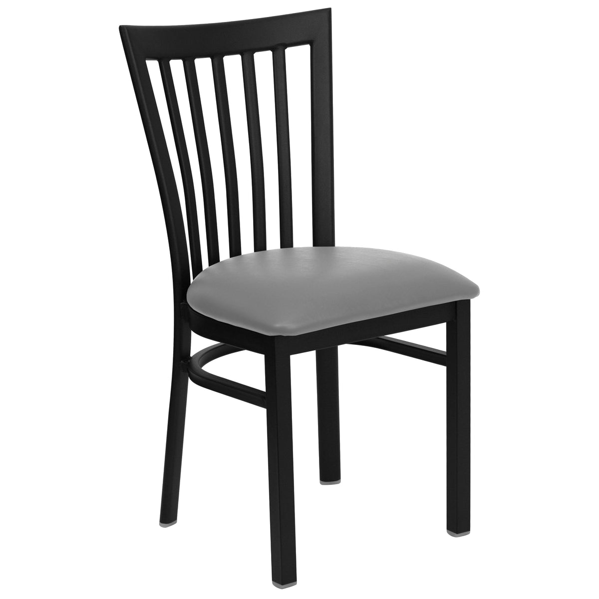 Custom Upholstery/Black Metal Frame |#| Black School House Back Metal Restaurant Chair - Custom Upholstered Seat