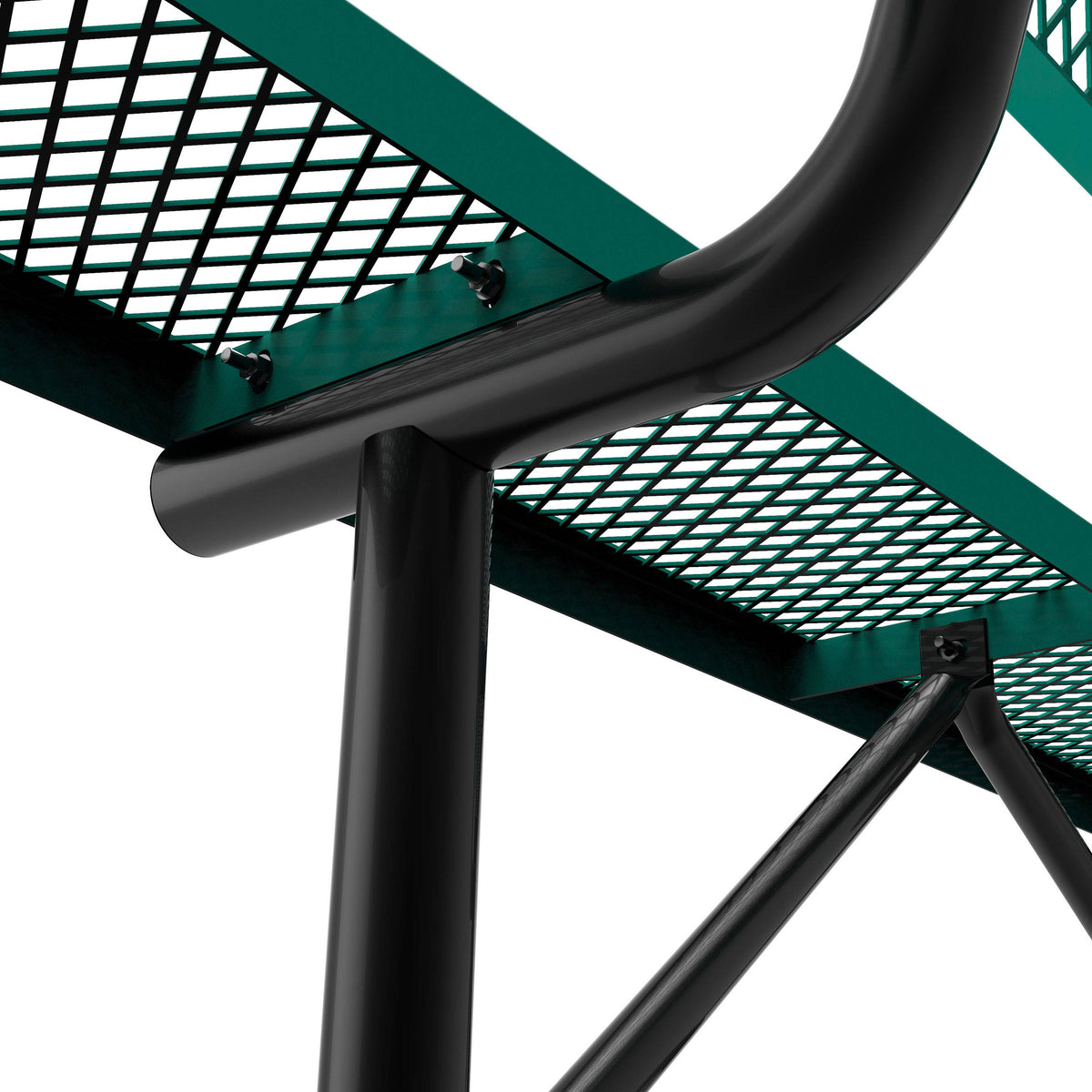 Green |#| Commercial Grade 6' Expanded Mesh Metal Outdoor Bench with Anchors in Green
