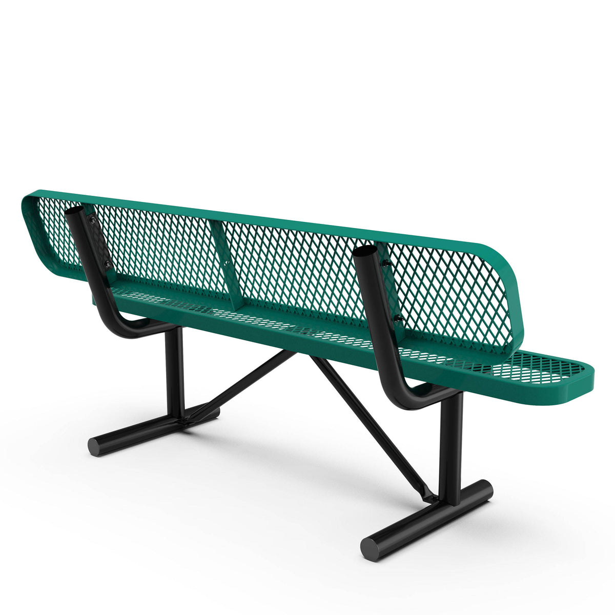 Green |#| Commercial Grade 6' Expanded Mesh Metal Outdoor Bench with Anchors in Green