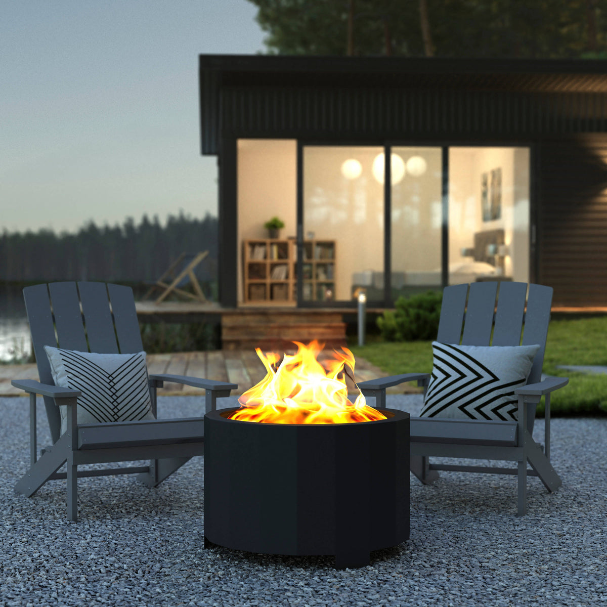 Black |#| Commercial Grade 27" Outdoor Smokeless Wood Burning Fire Pit - Black
