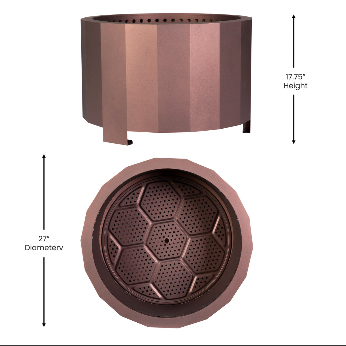 Bronze |#| Commercial Grade 27" Outdoor Smokeless Wood Burning Fire Pit - Bronze