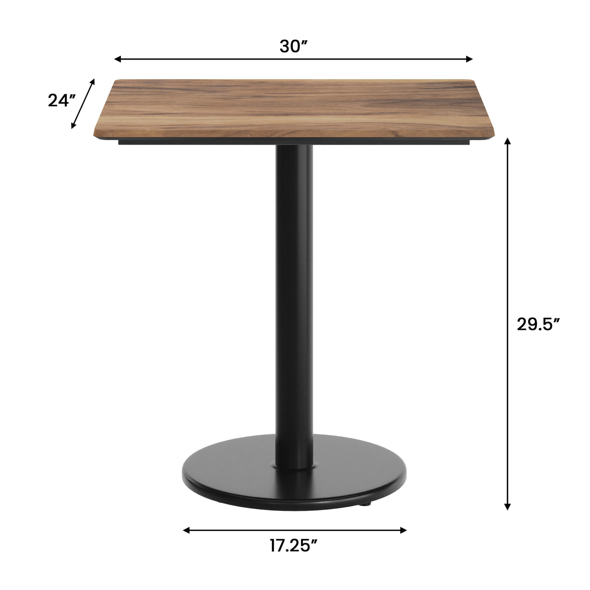 Natural/Black Base |#| Commercial 30x24 Natural HPL Tabletop with Black Table Height RD Base