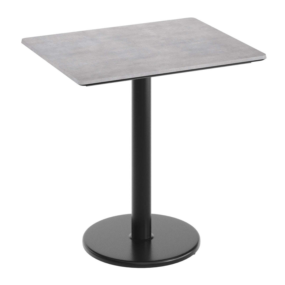 Gray Faux Concrete/Black Base |#| Commercial 30x24 Gray Faux Concrete HPL Tabletop-Black Table Height RD Base