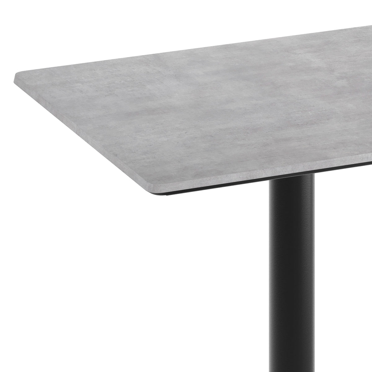 Gray Faux Concrete/Black Base |#| Commercial 30x24 Gray Faux Concrete HPL Tabletop-Black Table Height RD Base