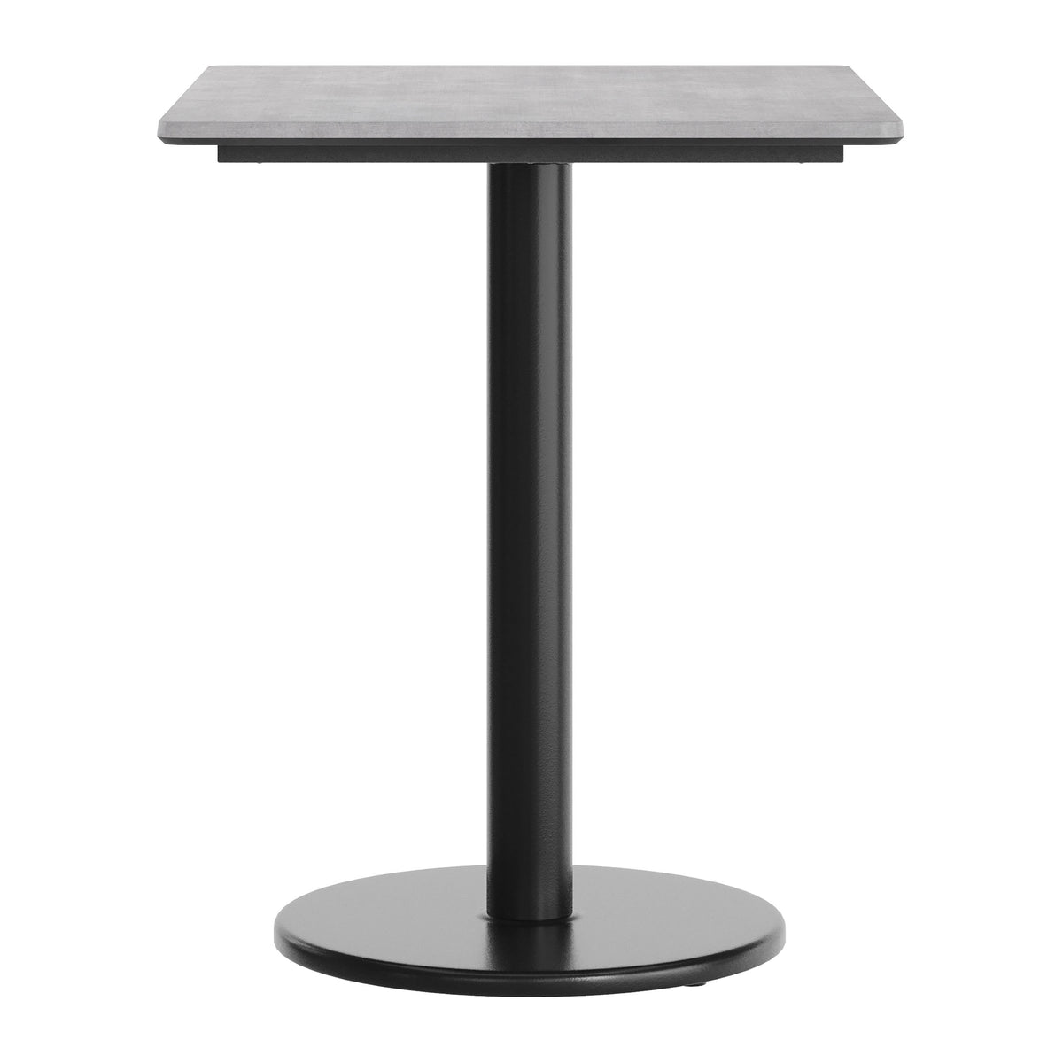 Gray Faux Concrete/Black Base |#| Commercial 30x24 Gray Faux Concrete HPL Tabletop-Black Table Height RD Base