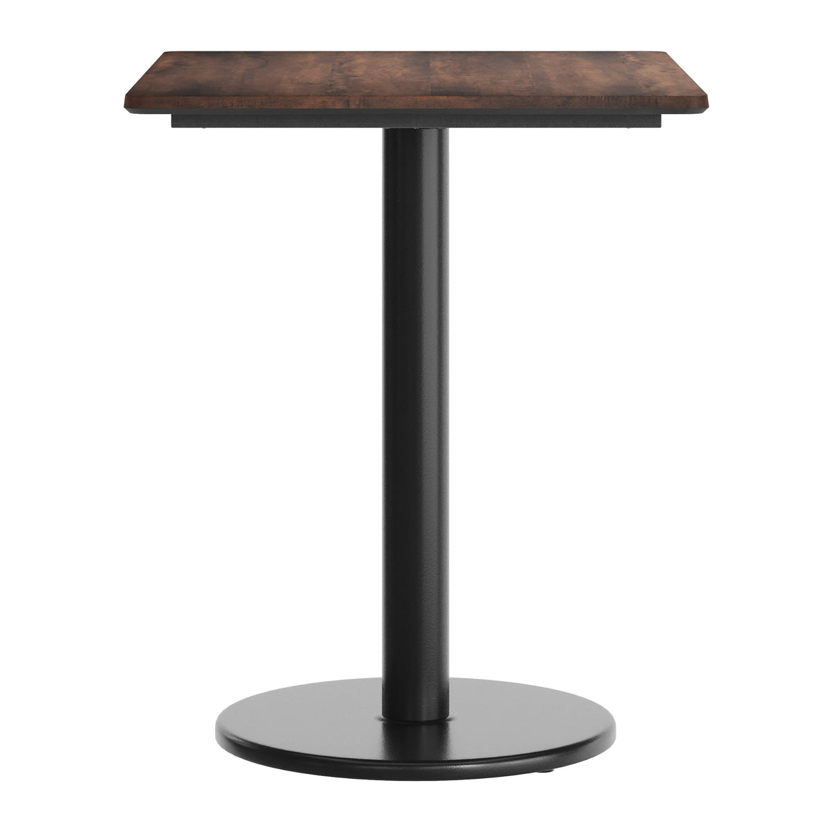 Dark Brown/Black Base |#| Commercial 30x24 Dark Brown HPL Tabletop with Black Table Height RD Base