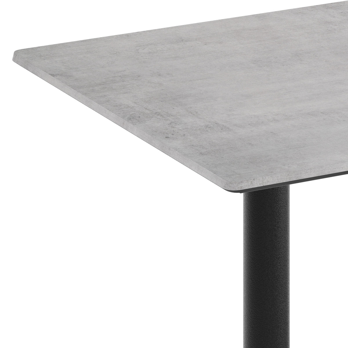 Gray Faux Concrete/Black Base |#| Commercial 48x30 Gray Faux Concrete HPL Tabletop-Black Table T-Bases