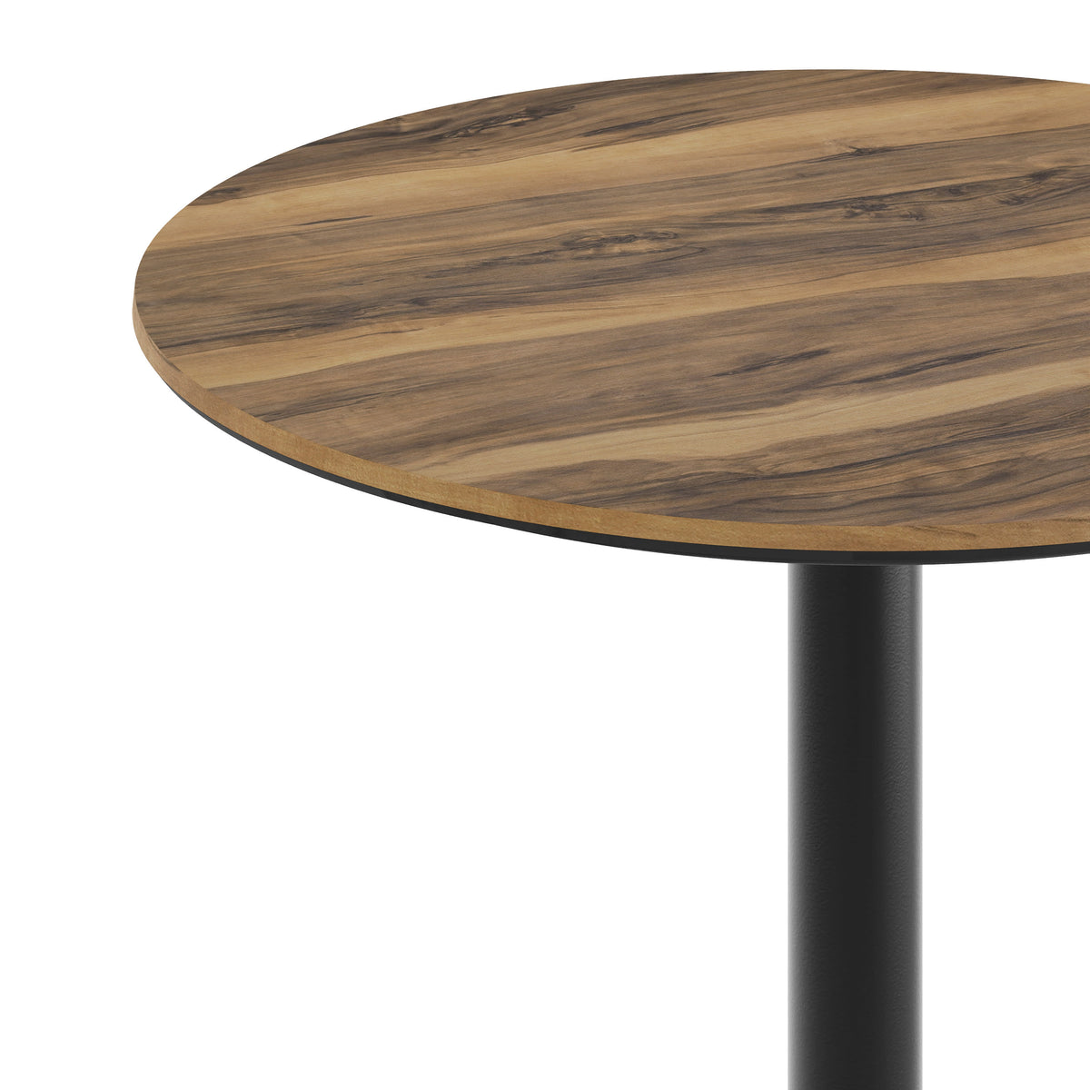 Natural/Black Base |#| Commercial 31.25" Natural HPL Tabletop with Black Bar Height RD Base