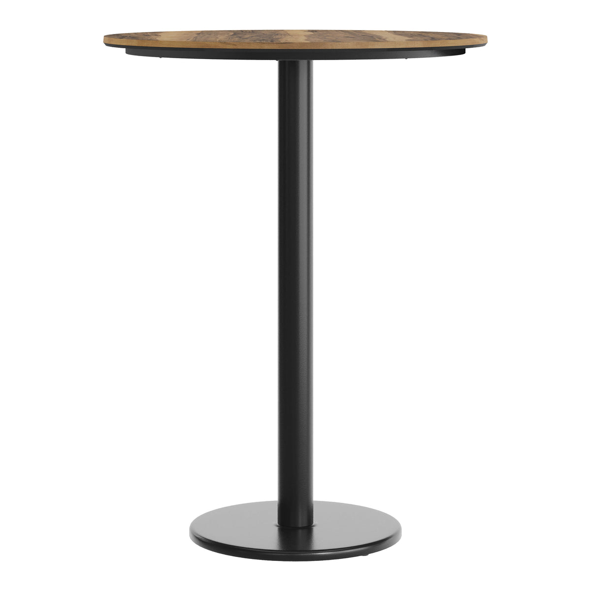Natural/Black Base |#| Commercial 31.25" Natural HPL Tabletop with Black Bar Height RD Base