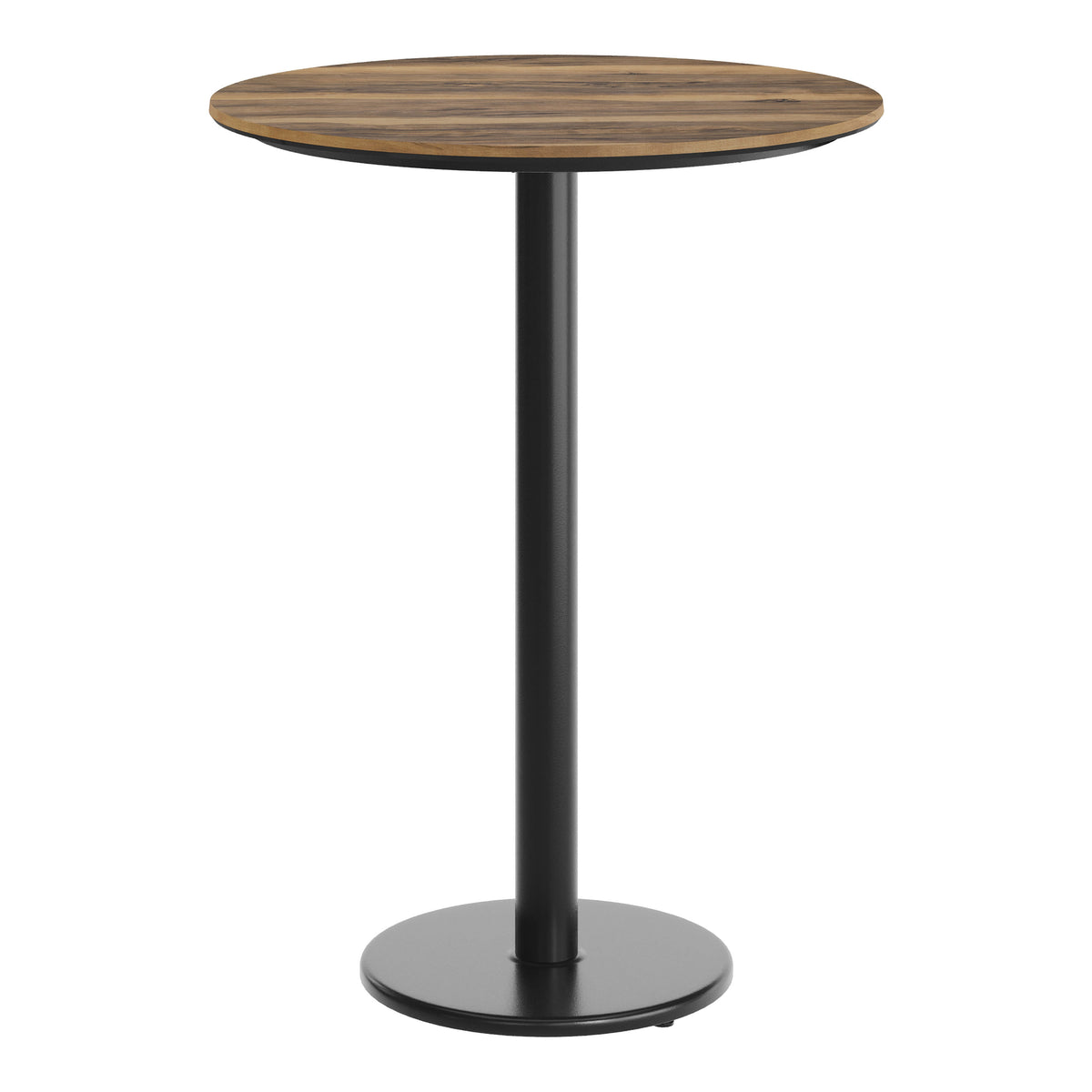 Natural/Black Base |#| Commercial 31.25" Natural HPL Tabletop with Black Bar Height RD Base