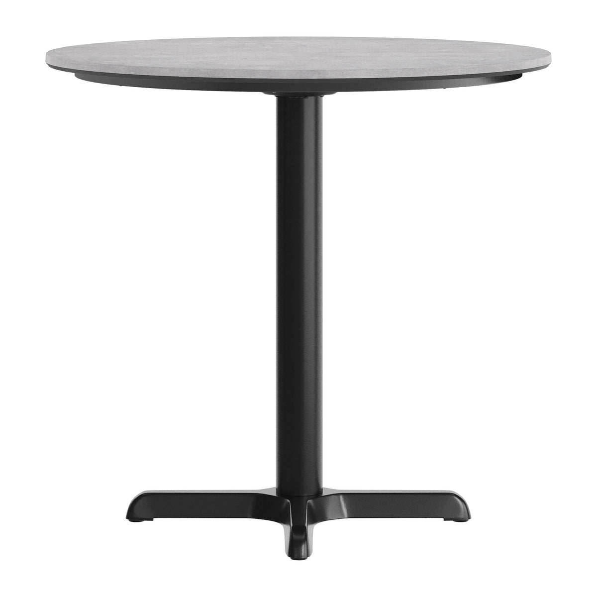 Gray Faux Concrete/Black Base |#| Commercial 31.25" Gray Faux Concrete HPL Tabletop - Black Table Height X Base