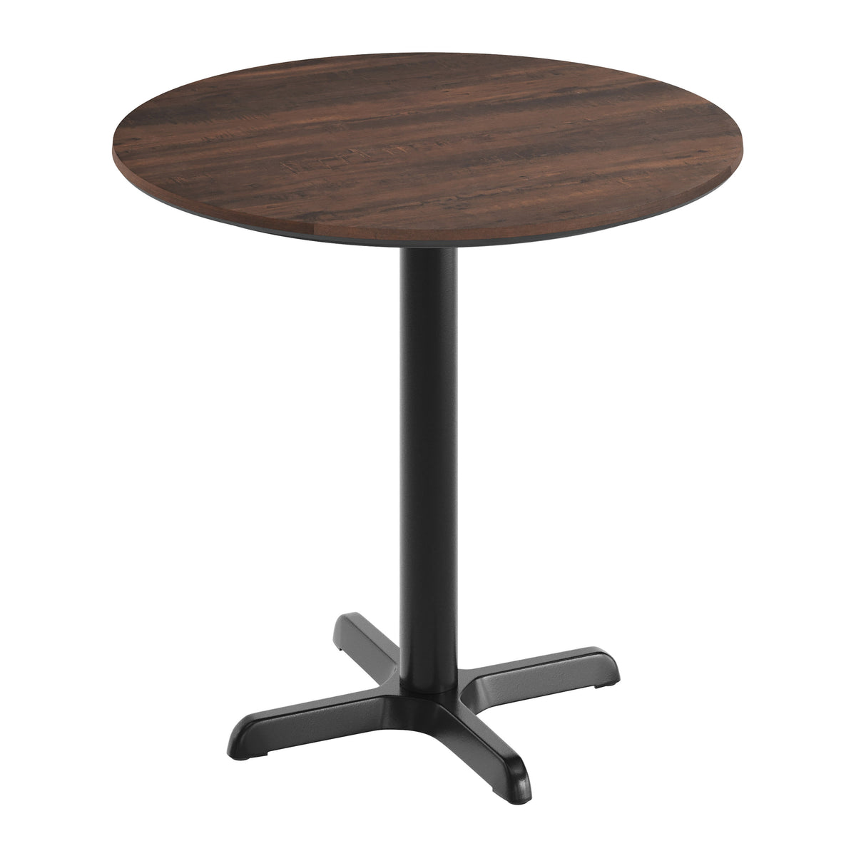 Dark Brown/Black Base |#| Commercial 31.25" Dark Brown HPL Tabletop with Black Table Height X Base
