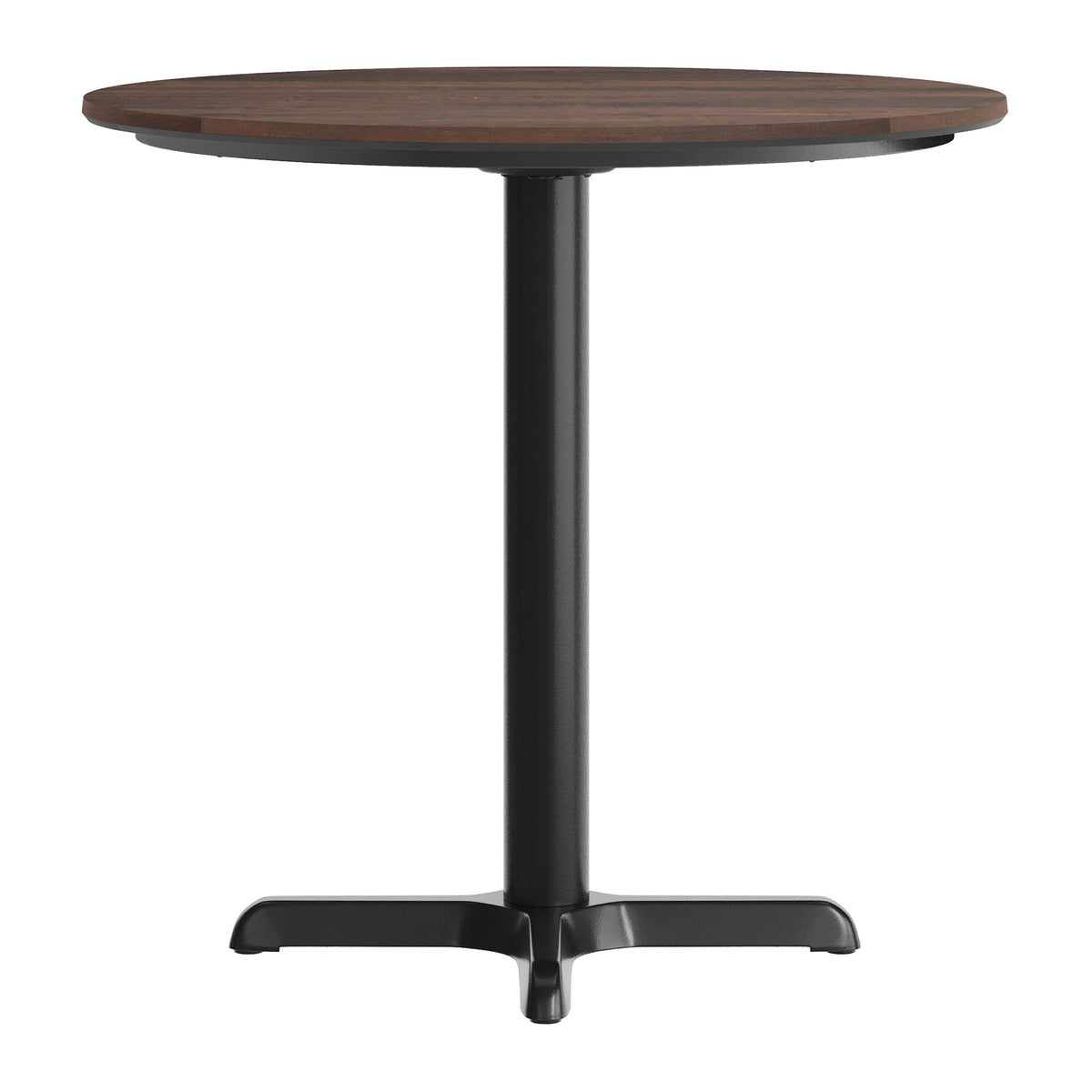 Dark Brown/Black Base |#| Commercial 31.25" Dark Brown HPL Tabletop with Black Table Height X Base