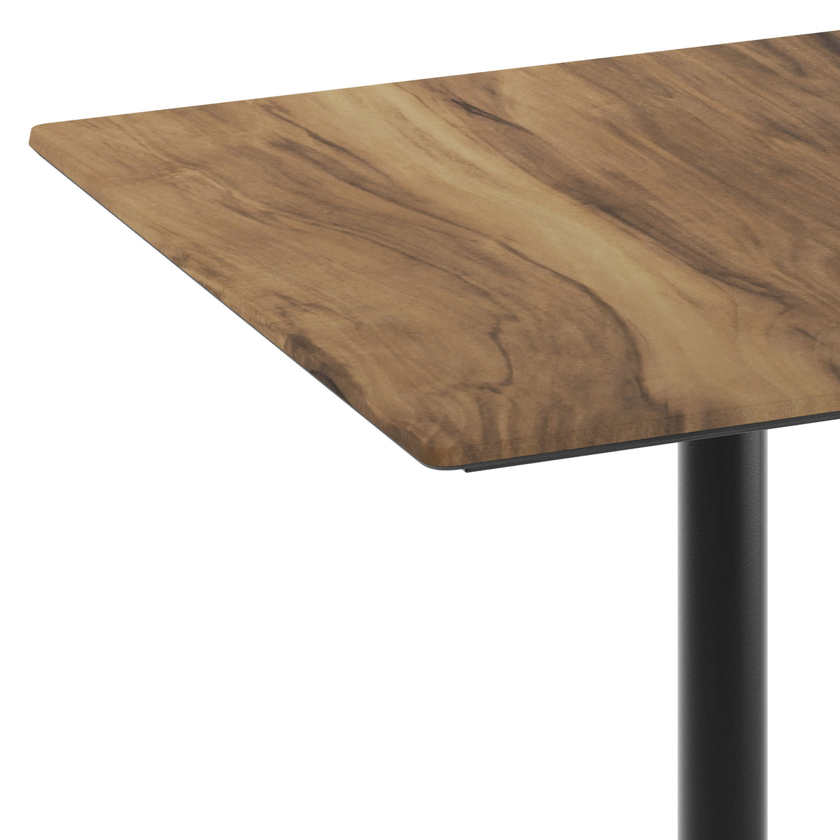 Natural/Black Base |#| Commercial 36" SQ Natural HPL Tabletop with Black Bar Height RD Base