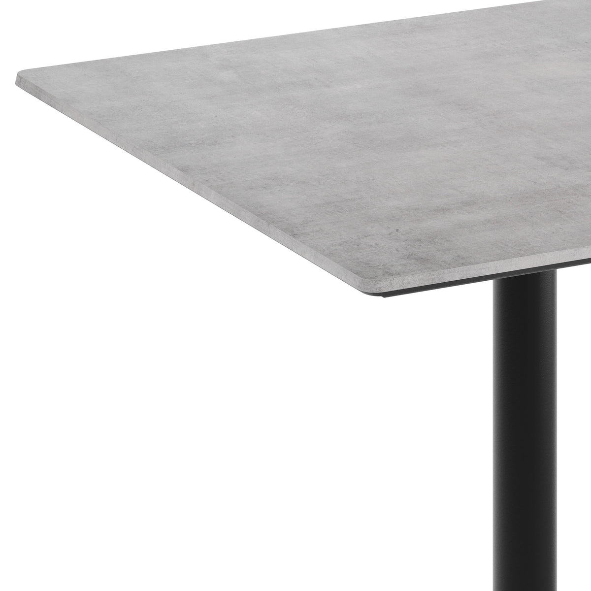 Gray Faux Concrete/Black Base |#| Commercial 36" SQ Gray Faux Concrete HPL Tabletop with Black Bar Height RD Base