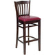 Burgundy Vinyl Seat/Walnut Wood Frame