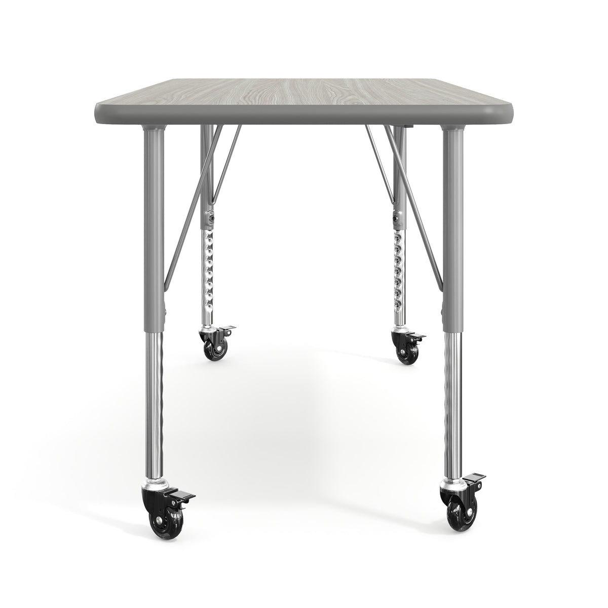 Light Gray Top/Silver Frame |#| Commercial Adjustable Height Rectangular Activity Table-Standard Legs in LTGY