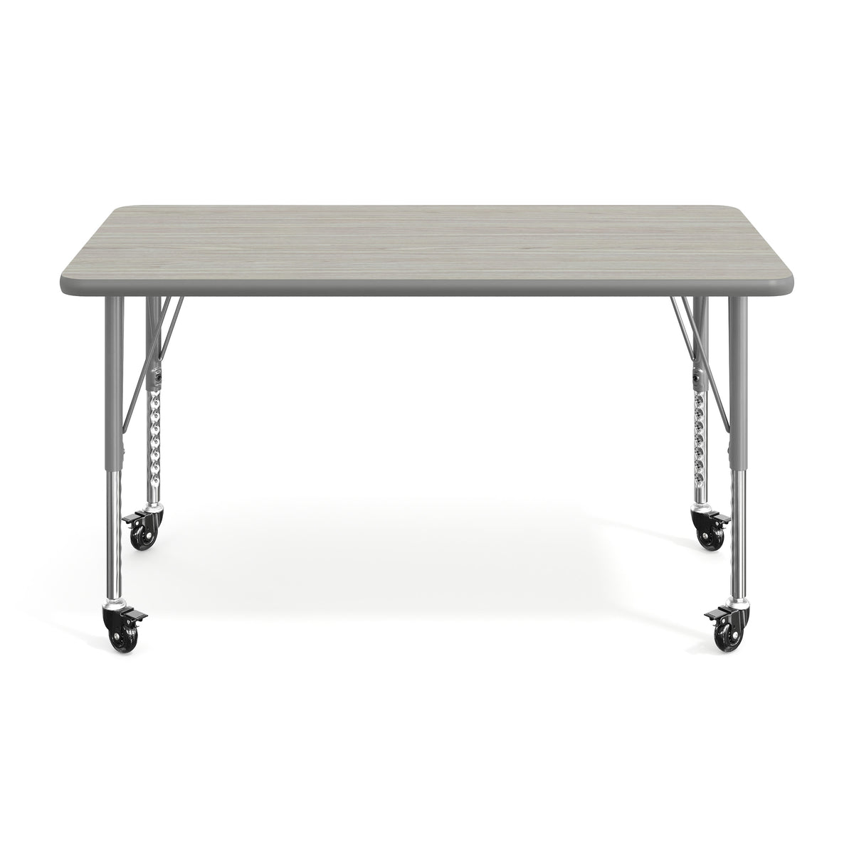 Light Gray Top/Silver Frame |#| Commercial Adjustable Height Rectangular Activity Table-Standard Legs in LTGY