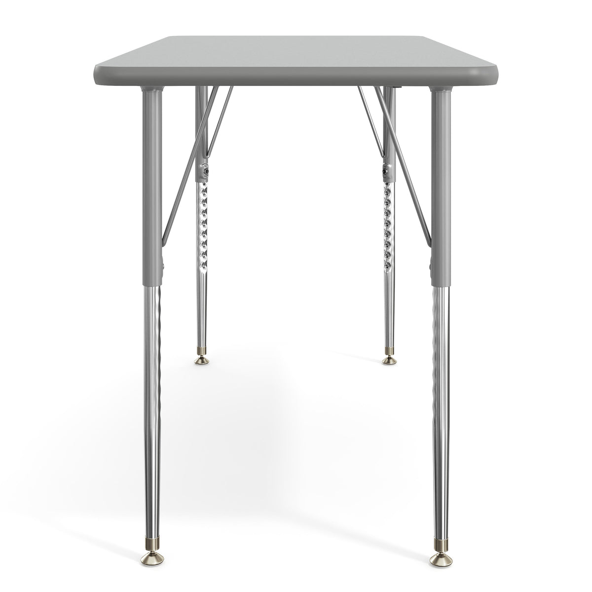Gray Top/Silver Frame |#| Commercial Adjustable Height Rectangular Activity Table-Standard Legs in Gray