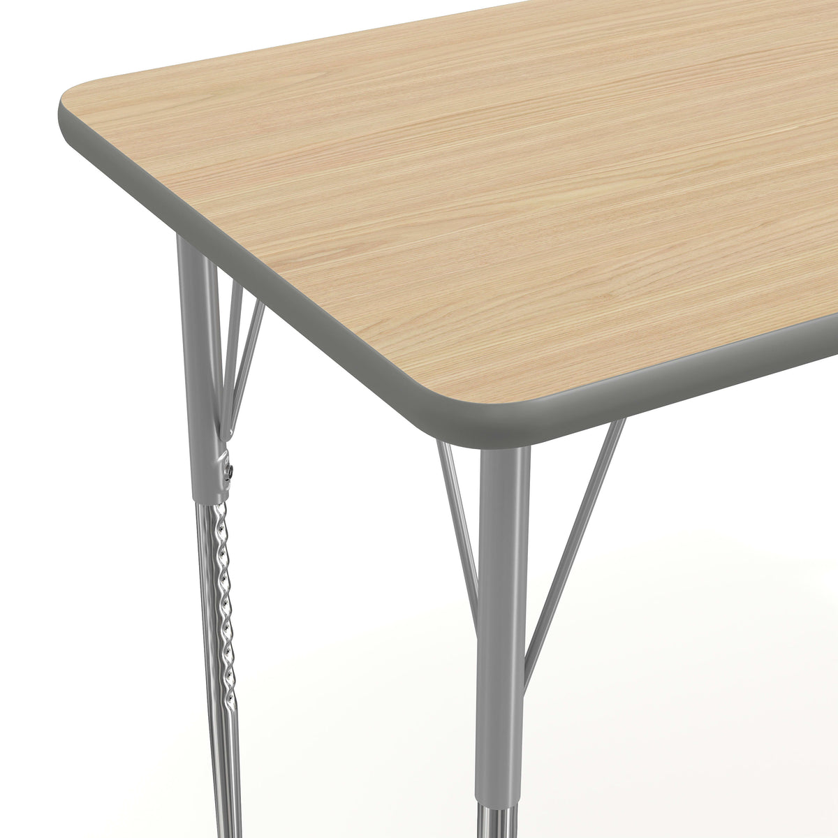 Light Natural Top/Silver Frame |#| Commercial Adjustable Height Rectangular Activity Table - Standard Legs-LT NAT