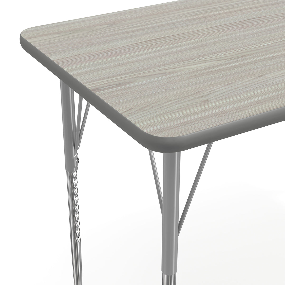 Light Gray Top/Silver Frame |#| Commercial Adjustable Height Rectangular Activity Table-Short Legs-LTGY