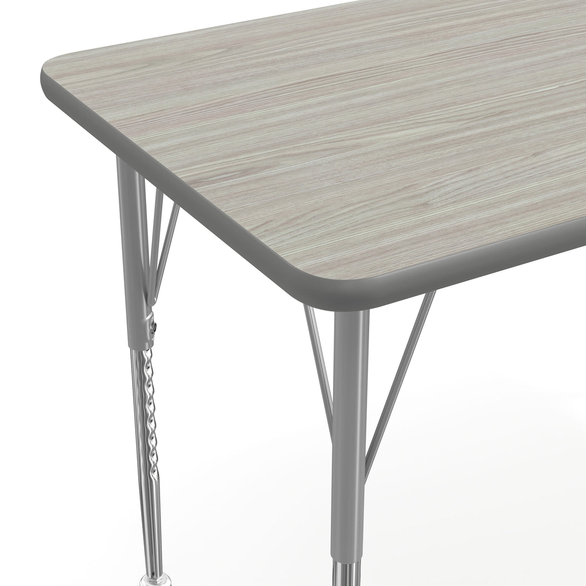 Light Gray Top/Silver Frame |#| Commercial Adjustable Height Rectangular Activity Table - Locking Casters-LTGY