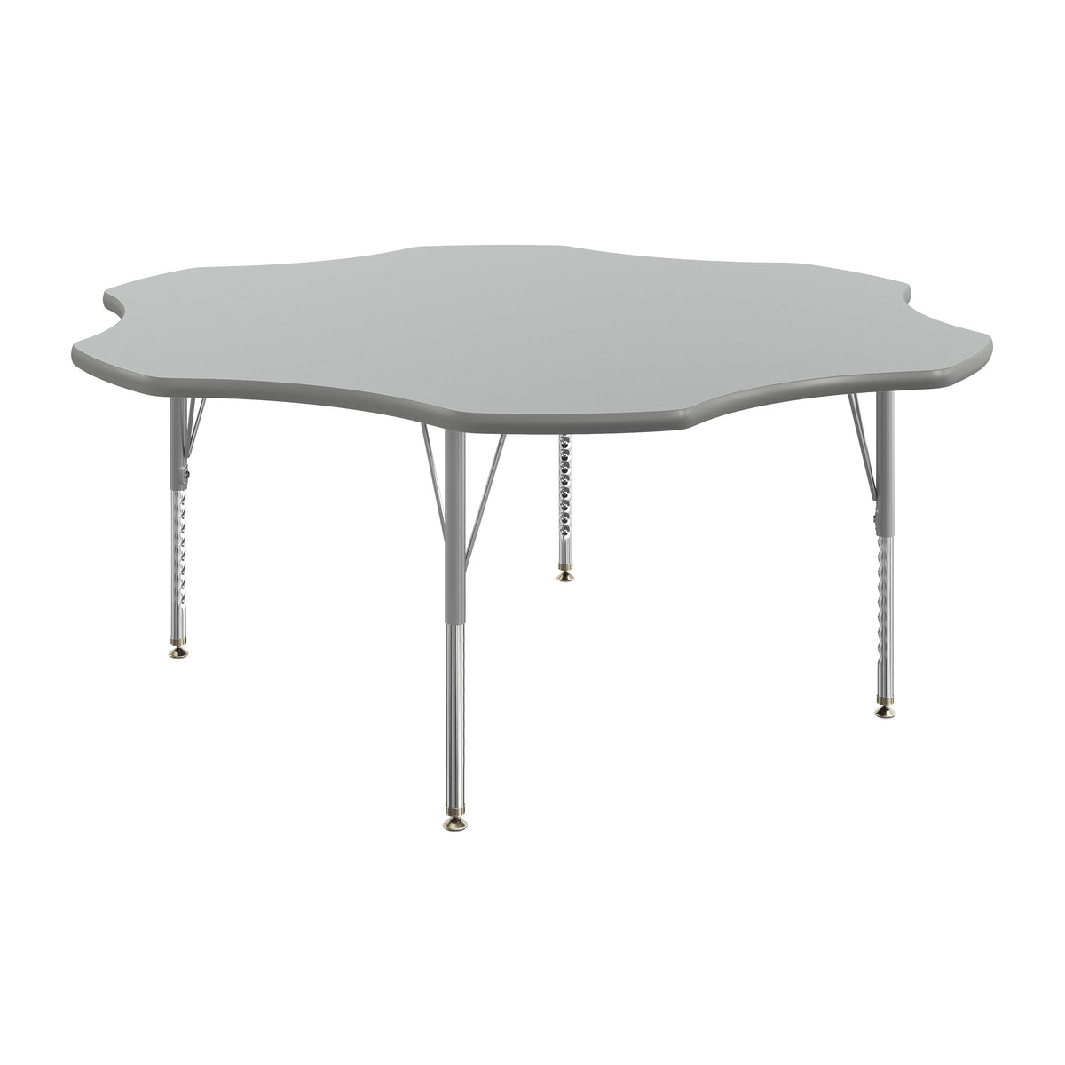 Gray Top/Silver Frame |#| Commercial Adjustable Height Flower Activity Table with Short Legs in Gray