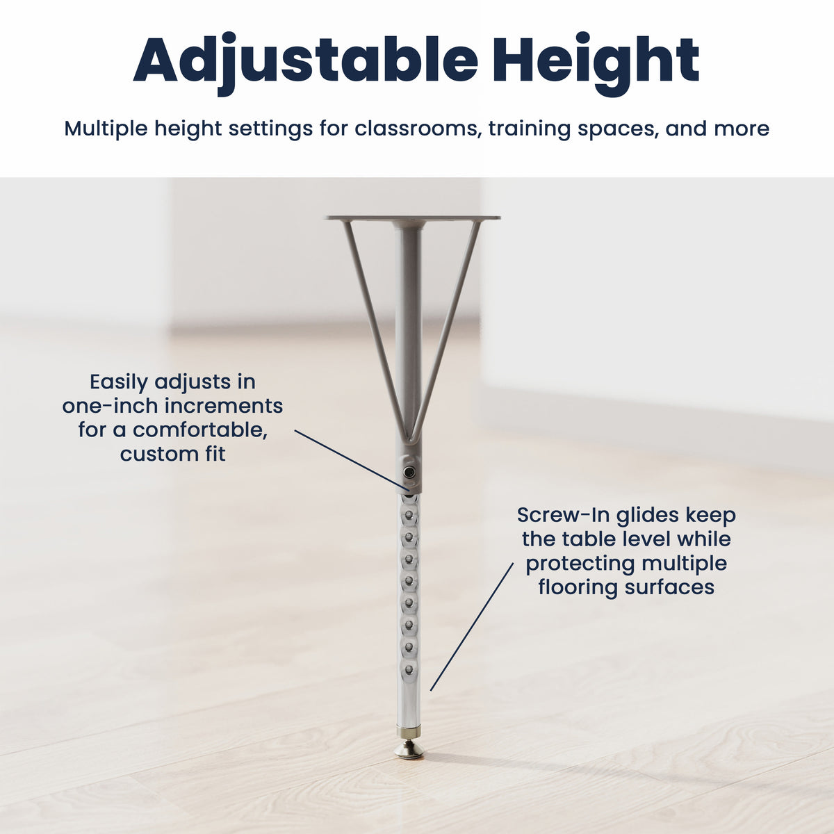 Gray Top/Silver Frame |#| Commercial Adjustable Height Flower Activity Table with Short Legs in Gray