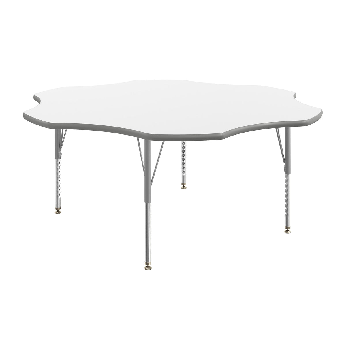 White Top/Silver Frame |#| Commercial Adjustable Height Flower Activity Table with Short Legs-White