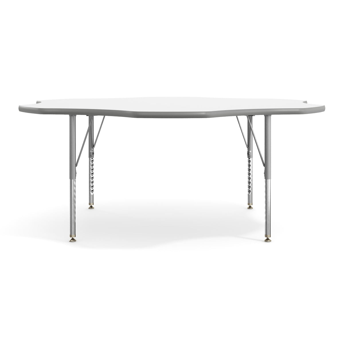 White Top/Silver Frame |#| Commercial Adjustable Height Flower Activity Table with Short Legs-White