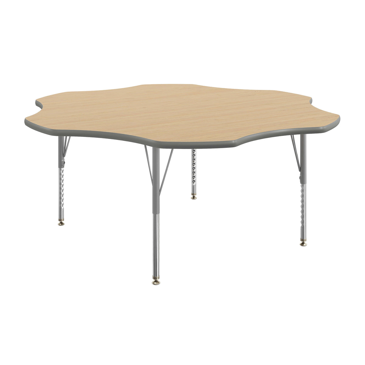 Light Natural Top/Silver Frame |#| Commercial Adjustable Height Flower Activity Table with Short Legs-LT NAT