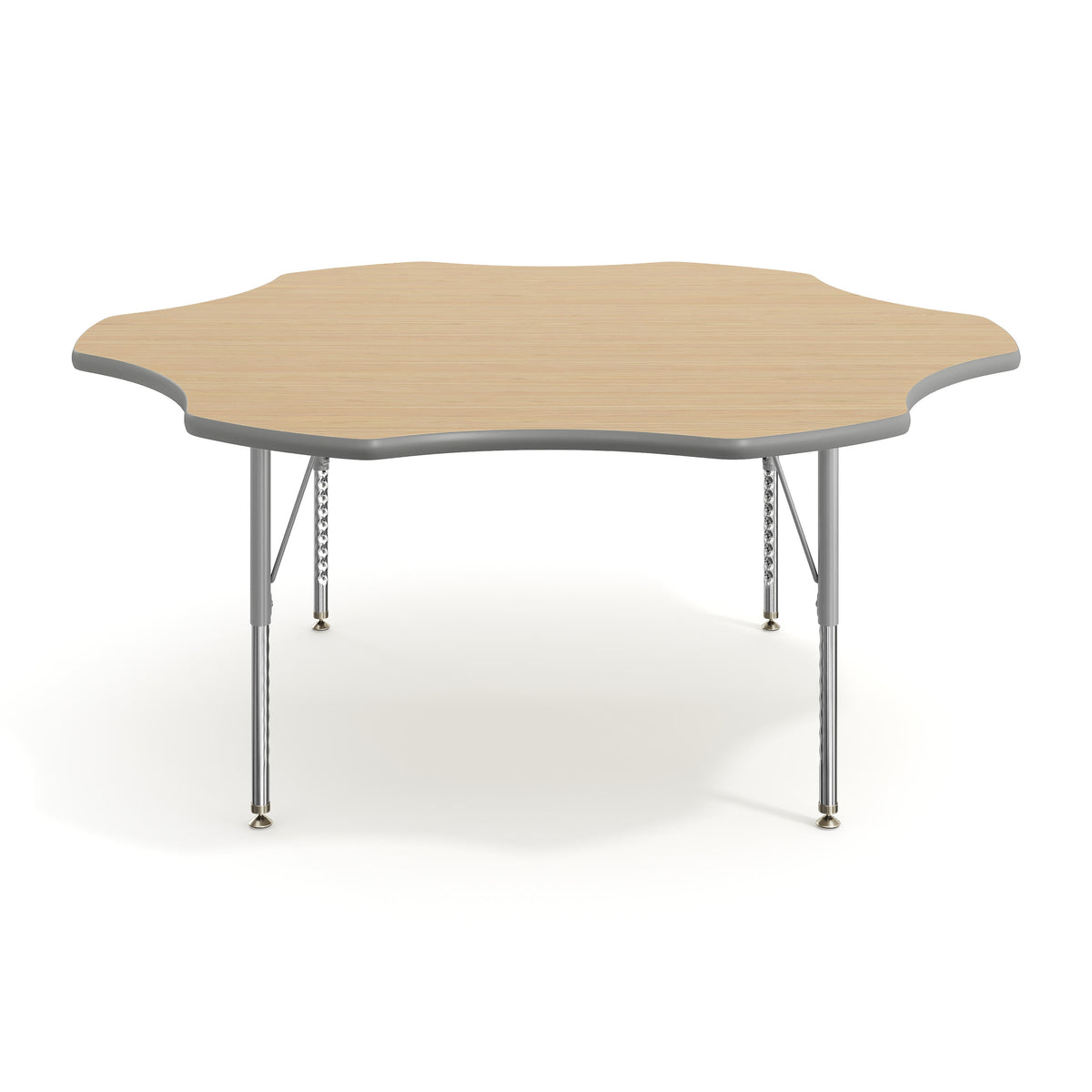 Light Natural Top/Silver Frame |#| Commercial Adjustable Height Flower Activity Table with Short Legs-LT NAT