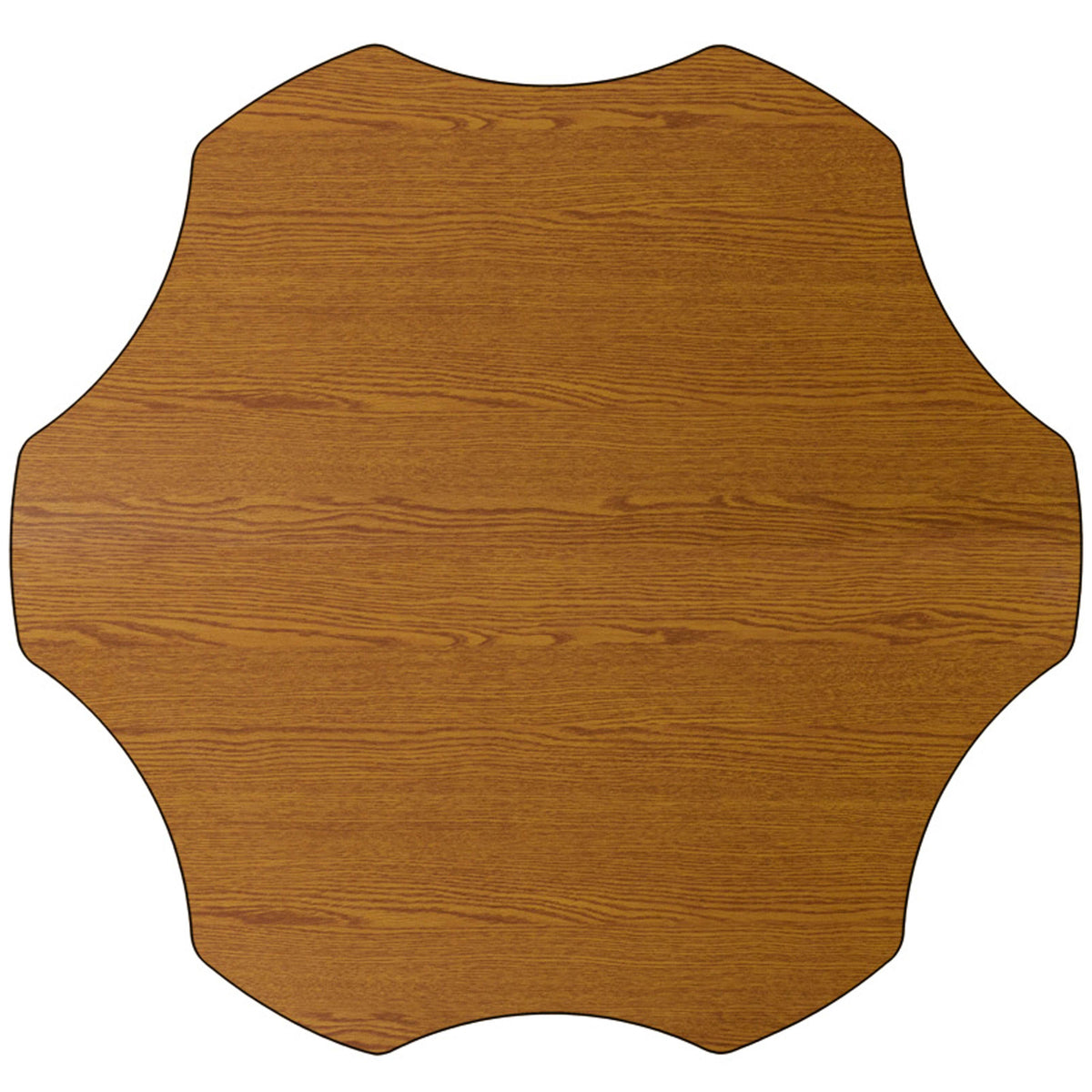 Oak Top/Black Frame |#| 60" Flower Oak Thermal Laminate Activity Table - Height Adjustable Short Legs
