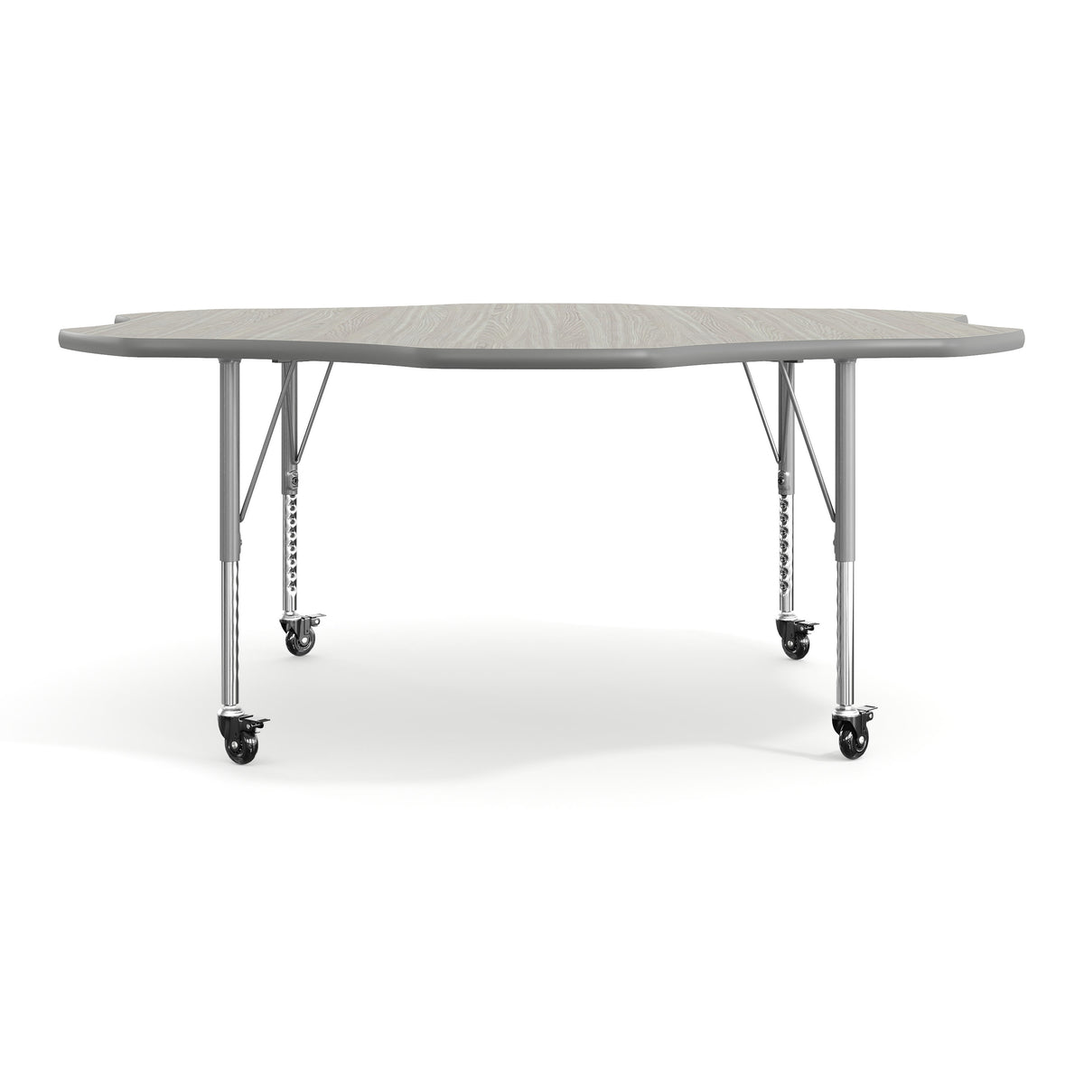 Light Gray Top/Silver Frame |#| Commercial Adjustable Height Flower Activity Table with Locking Casters-LT Gray