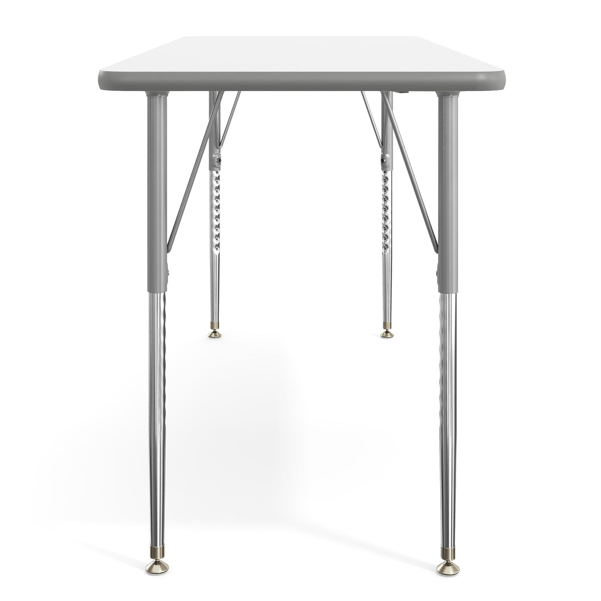 White Top/Silver Frame |#| Commercial Adjustable Height Rectangular Activity Table-Standard Legs in White