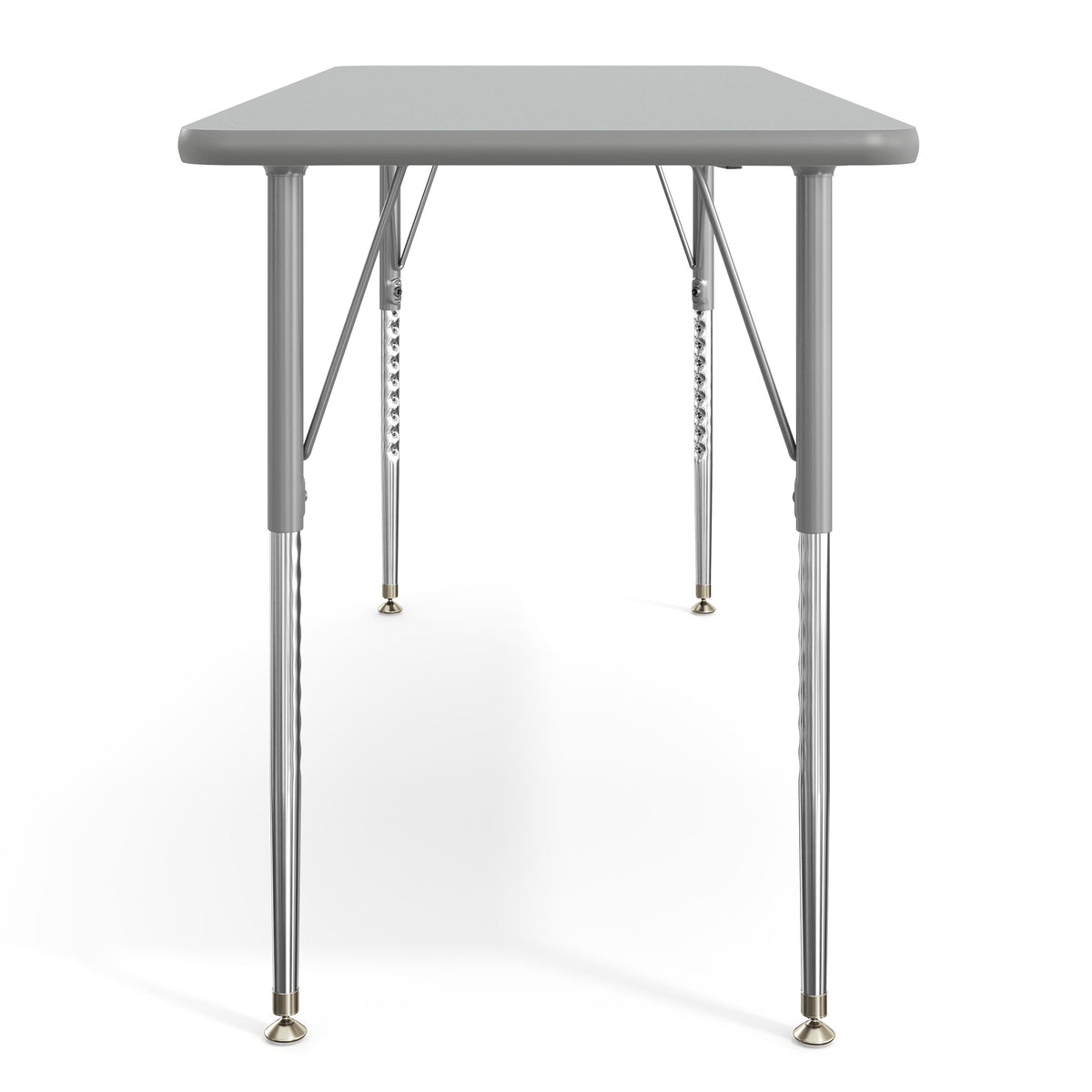Gray Top/Silver Frame |#| Commercial Adjustable Height Rectangular Activity Table-Standard Legs in Gray