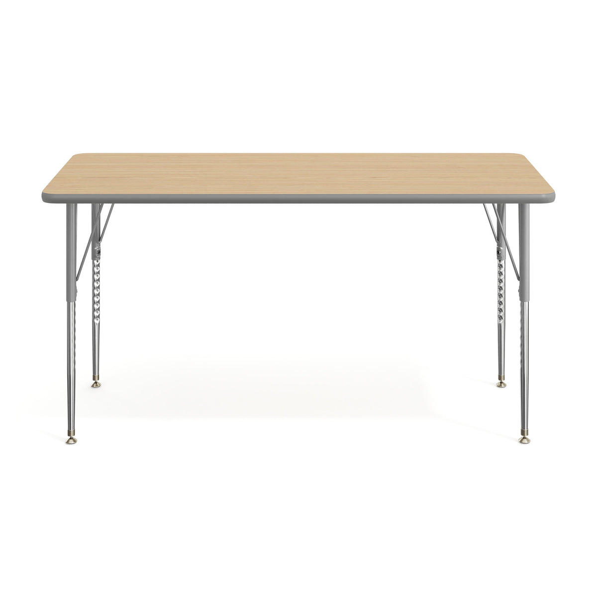 Light Natural Top/Silver Frame |#| Commercial Adjustable Height Rectangular Activity Table-Standard Legs in LT NAT