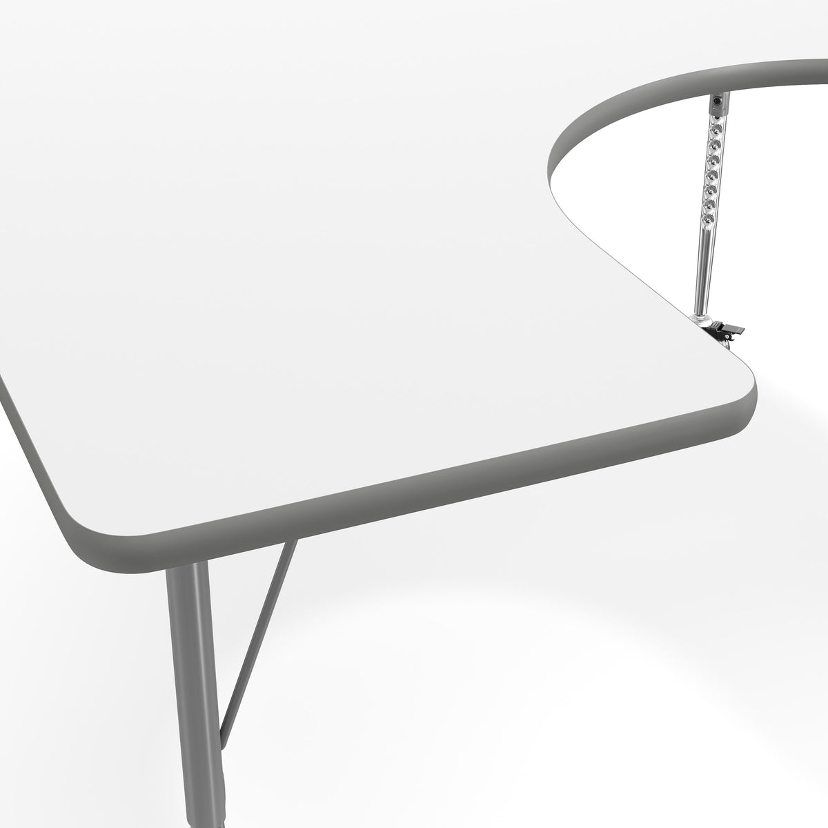 White Top/Silver Frame |#| Commercial Adjustable Height Horseshoe Activity Table with Locking Casters-White