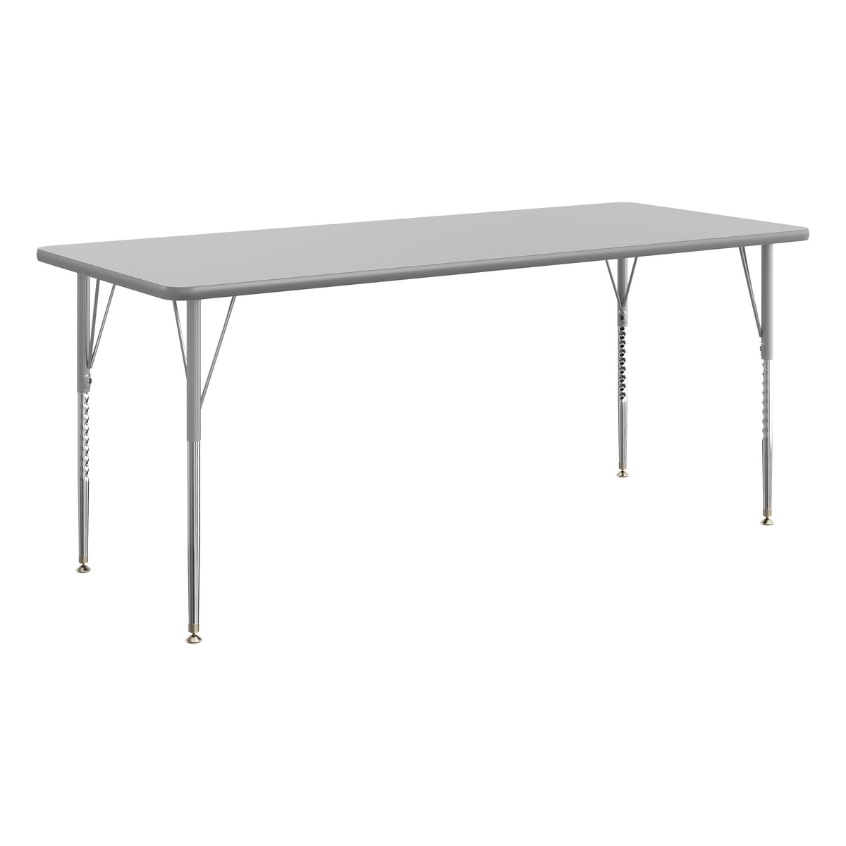 Gray Top/Silver Frame |#| Commercial Adjustable Height Rectangular Activity Table-Standard Legs in Gray