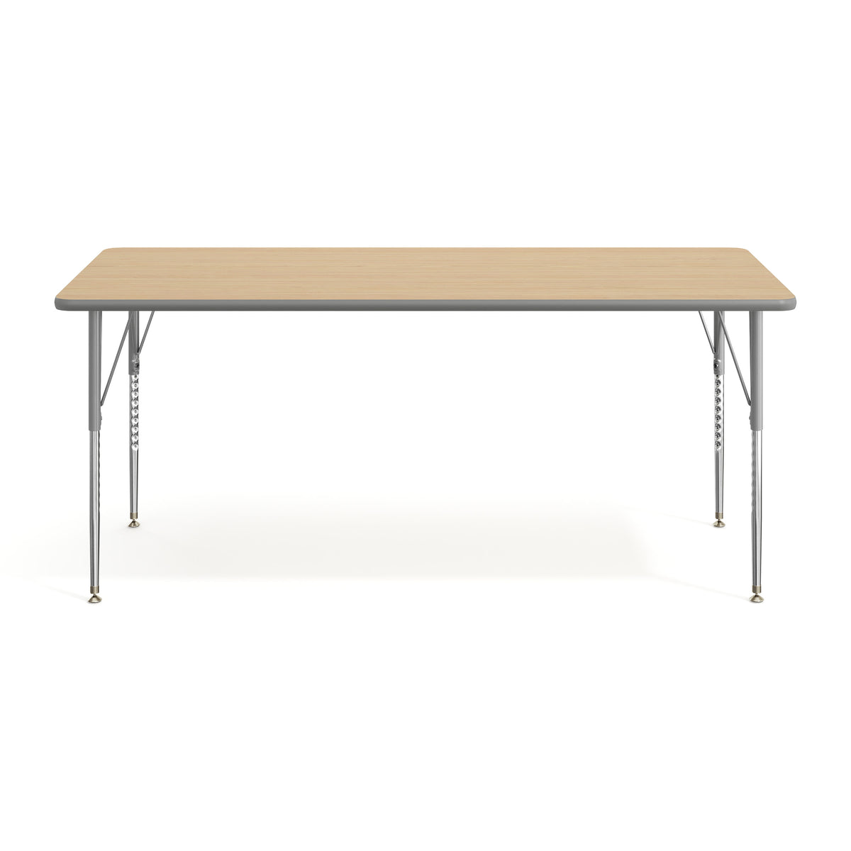Light Natural Top/Silver Frame |#| Commercial Adjustable Height Rectangular Activity Table-Standard Legs in LT NAT