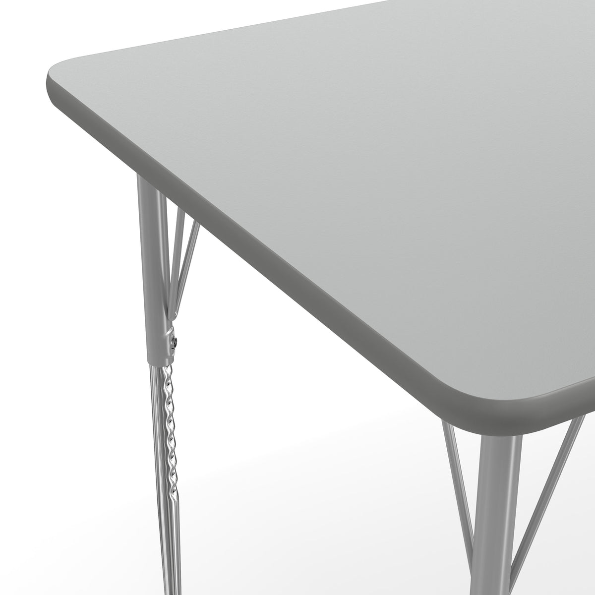 Gray Top/Silver Frame |#| Commercial Adjustable Height Rectangular Activity Table - Locking Casters-Gray
