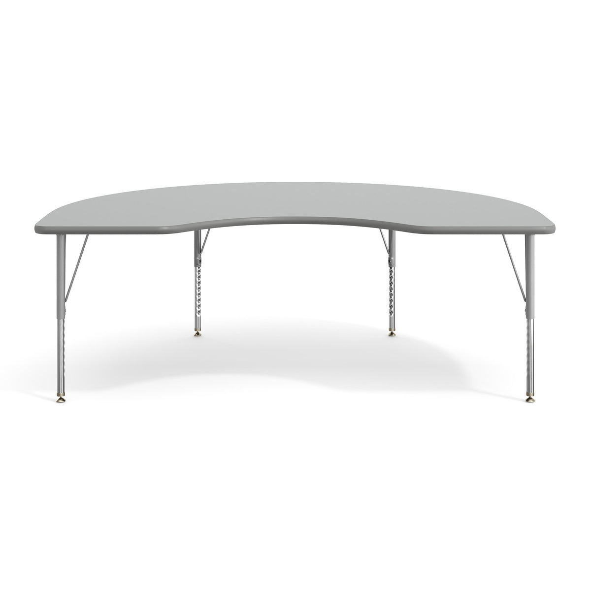 Gray Top/Silver Frame |#| Commercial Adjustable Height Kidney Activity Table with Short Legs in Gray