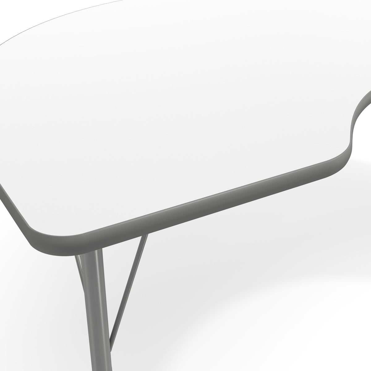 White Top/Silver Frame |#| Commercial Adjustable Height Kidney Activity Table with Short Legs in White