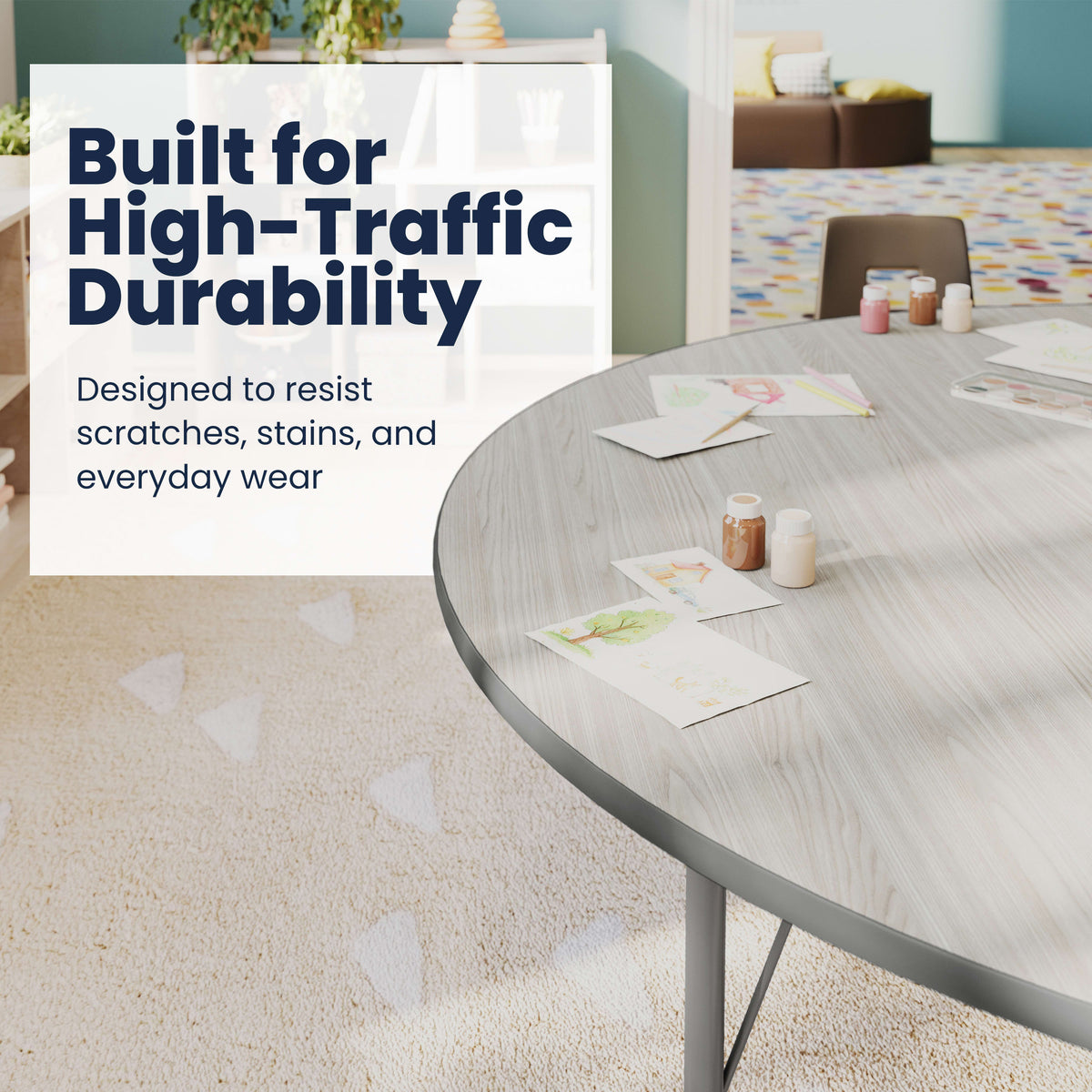 Light Gray Top/Silver Frame |#| Commercial Adjustable Height Kidney Activity Table with Short Legs in LTGY