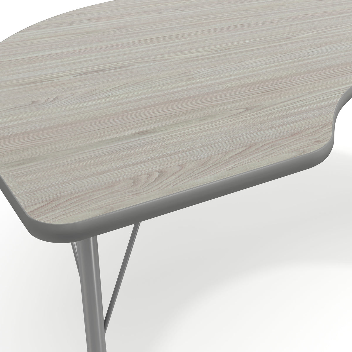 Light Gray Top/Silver Frame |#| Commercial Adjustable Height Kidney Activity Table with Short Legs in LTGY