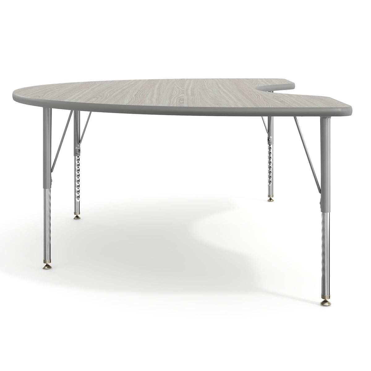 Light Gray Top/Silver Frame |#| Commercial Adjustable Height Kidney Activity Table with Short Legs in LTGY