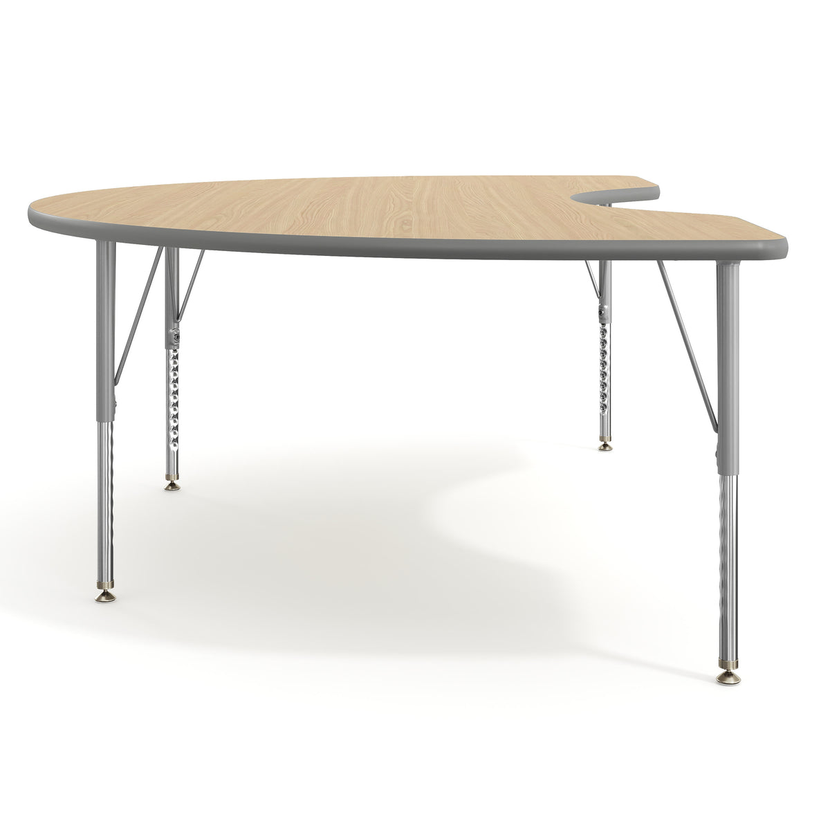 Light Natural Top/Silver Frame |#| Commercial Adjustable Height Kidney Activity Table with Short Legs in LT NAT