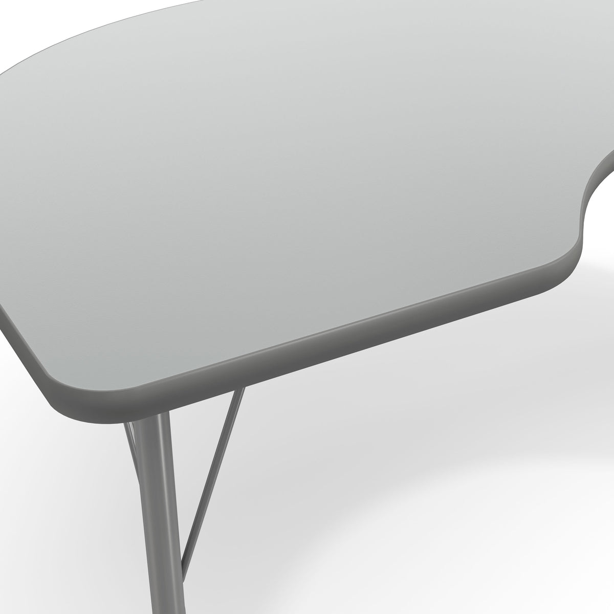Gray Top/Silver Frame |#| Commercial Adjustable Height Kidney Activity Table with Short Legs in Gray